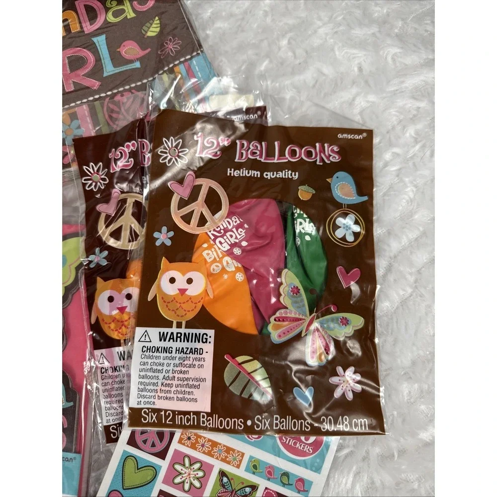 Hippie Chick Peace Owl Pink Brown Retro Birthday Party Kit Decorations Favors 16